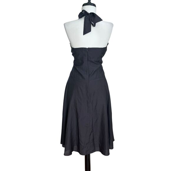 Vtg Decaprio Midi Halter Dress 12 Silk 3D Flower Fairy Whimsigoth Retro Pinup - Picture 3 of 13